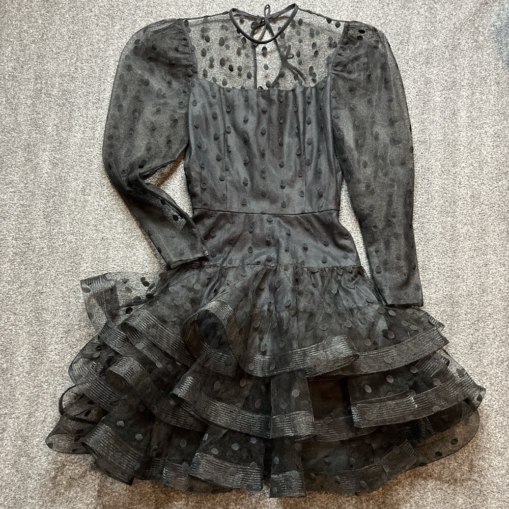 Black Polka Dot Dress by Scaasi Boutique Size 4
